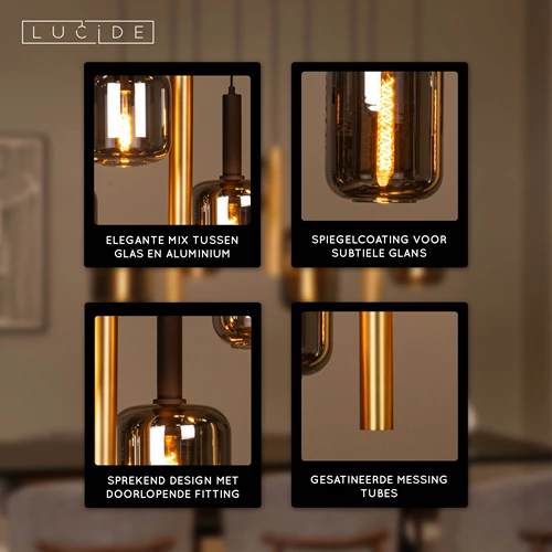 Lucide JOANET - Hanglamp - 6xE27 - Messing - USP